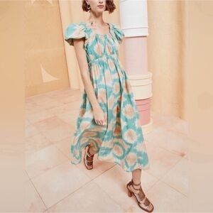 ULLA JOHNSON Nanette midi dress in calcite Sz 4